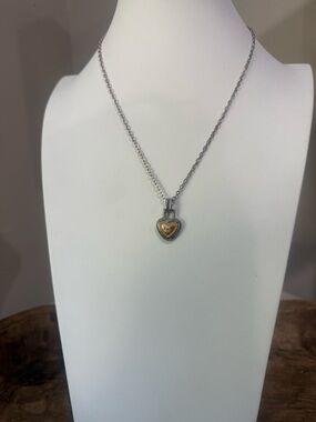 Diamonds International Two Tone Heart Pendant With a .02 Carat Diamond